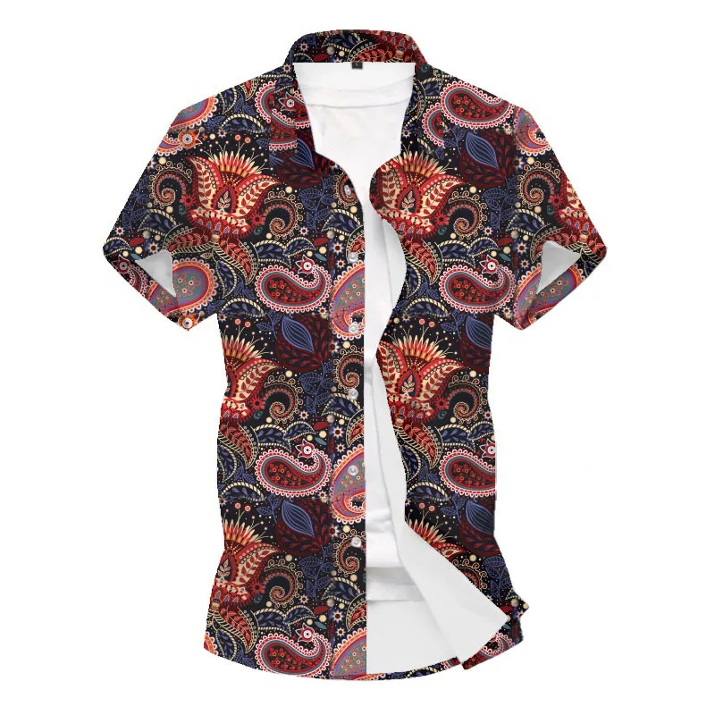 

Мужская приталенная рубашка Camisa Hombre, Пляжная рубашка в африканском стиле, винтажная рубашка с принтом для Гавайских праздников