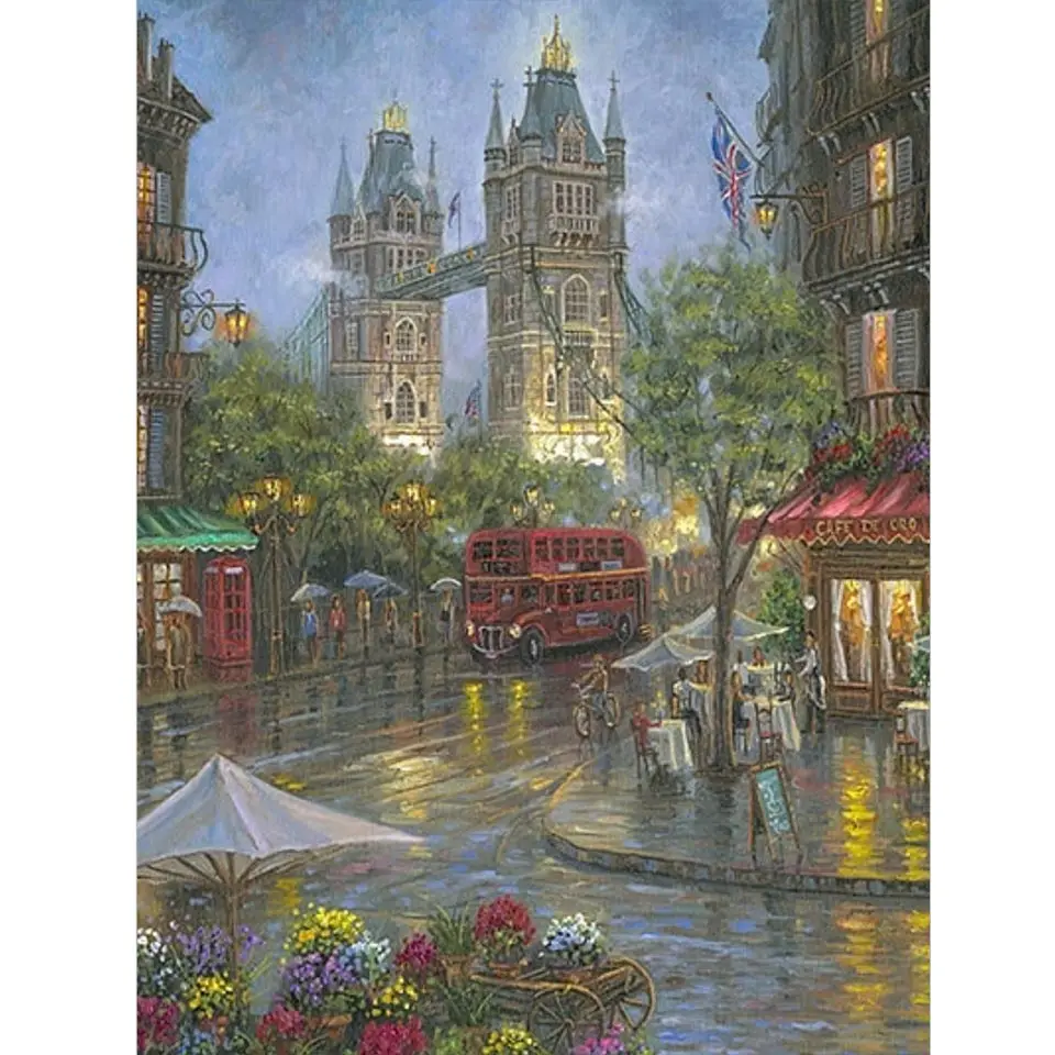Алмазная 5D картина сделай сам мозаика с мотивом дождя улицы углов башни моста