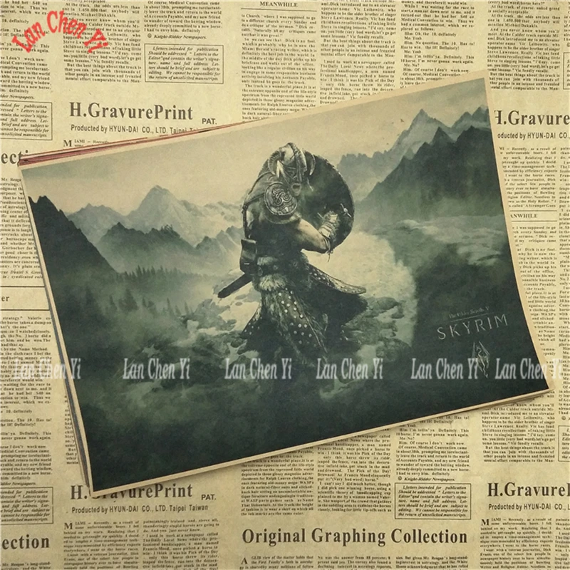 Многоцветный The Elder Scrolls Skyrim Классическая игра плакат на крафт-бумаге Бар Кафе гостиная столовая картина для декора комнаты - Цвет: Многоцветный
