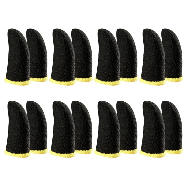 

18-Pin Carbon Fiber Finger Sleeves For PUBG Mobile Games Press Screen Finger Sleeves Black & Yellow(16 Pcs)