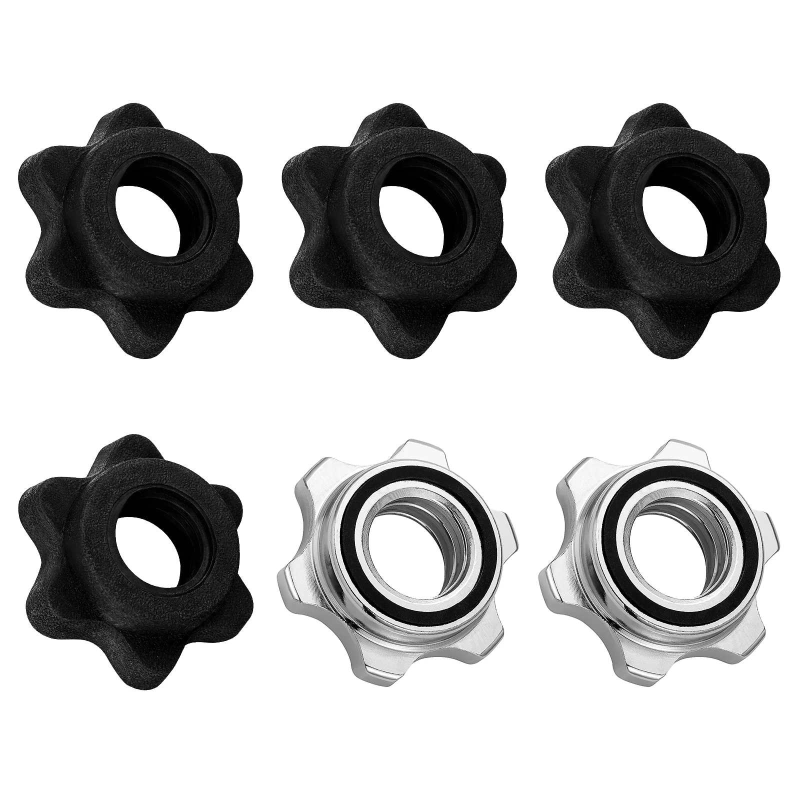 

WINOMO 6pcs Anti-Slip Spinlock Dumbbell Nuts Dumbbell Replacement Accessories for 1 Inch Standard Barbell Bars