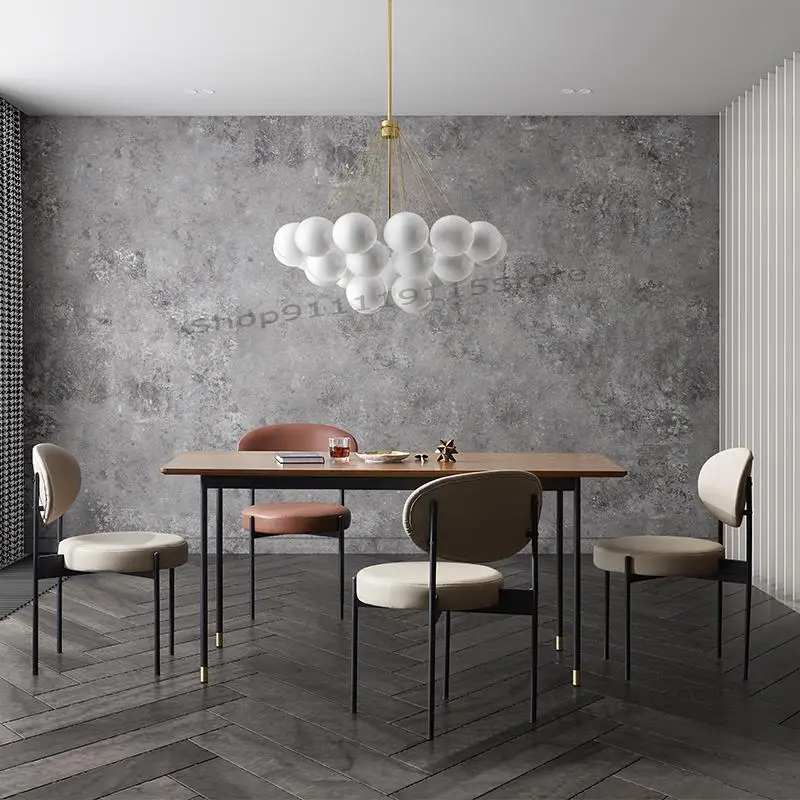 Leather Chair Armchair Net Red Upholstered Nordic Simple Makeup Book Iron Art Modern Luxury Dining |