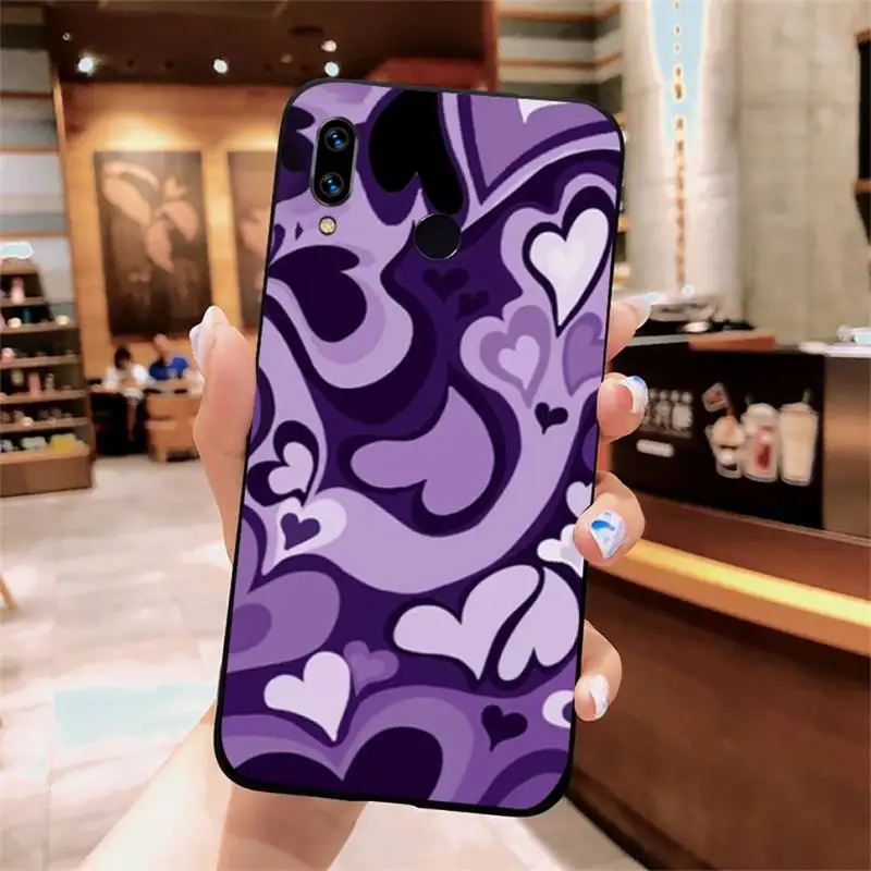 

Purple Heart Swirl Pattern Cover Phone Case For Xiaomi Redmi note 7 8 9 t k30 max3 9 s 10 pro lite
