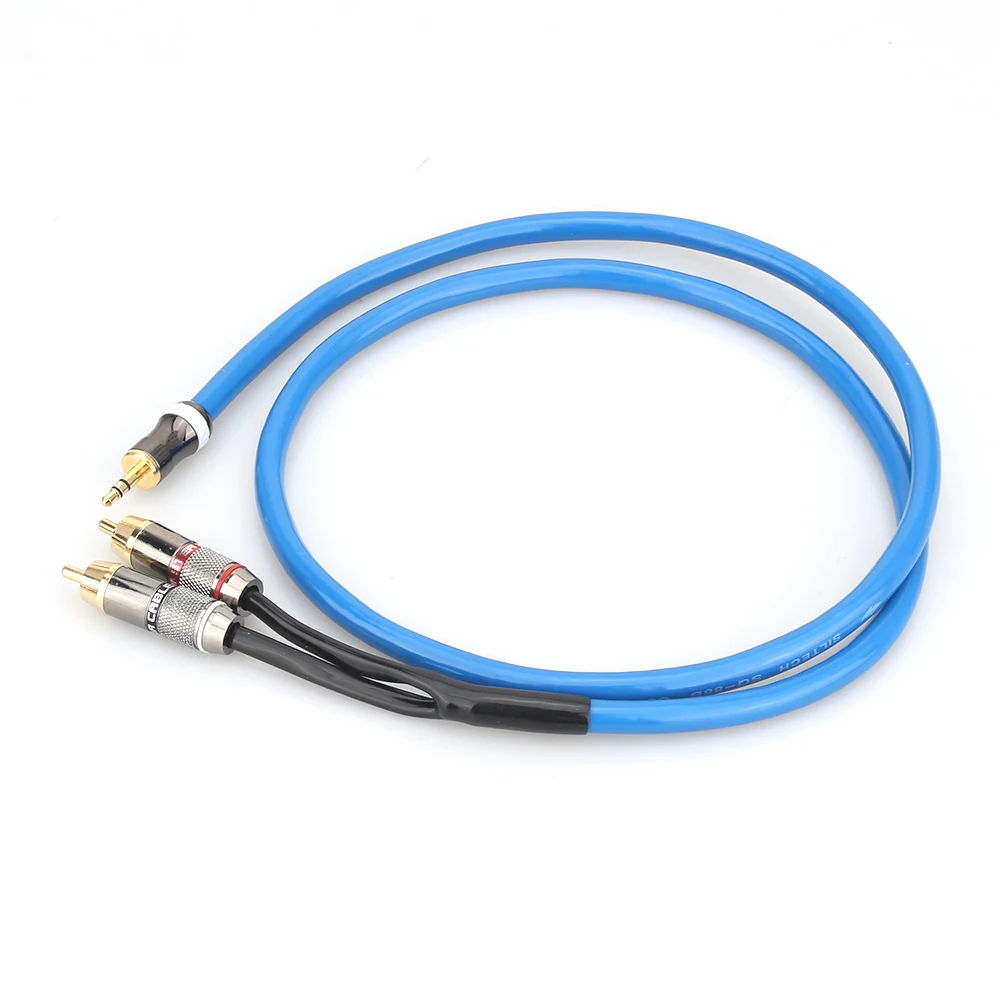 Preffair X404 OFC посеребренный аудиокабель 3,5 мм в 2RCA, ПК усилитель для мобильного телефона Interconnect 3,5 Jack к RCA удлинительному кабелю