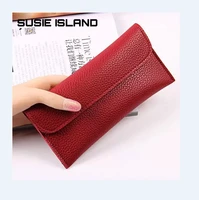 2021 fashion solid women wallets simple zipper purses black red long small slim clutch wallet soft pu leather cheap money bag