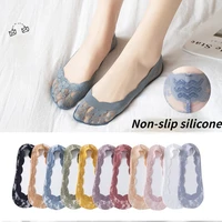 invisible socks womens 2 pairs with print no show lace sexy japanese style transparent fashion silicone non slip ankle socks