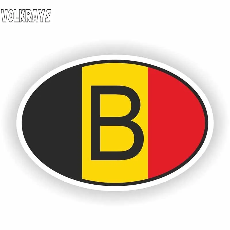 

Volkrays Creative Car Sticker B Belgium Country Code Accessories Waterproof Cover Scratches Sunscreen Vinyl Decal,7cm*12cm