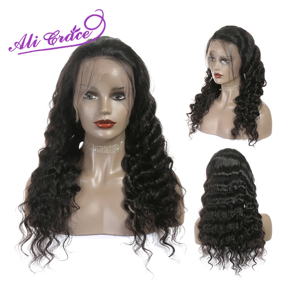 Ali Grace Hair 13*4 фронтальные парики шнурка перуанское неплотное переплетение 13*6 фронтальные парики шнурка 360 кружевных фронтальных париков предварительно сорванные волосы remy