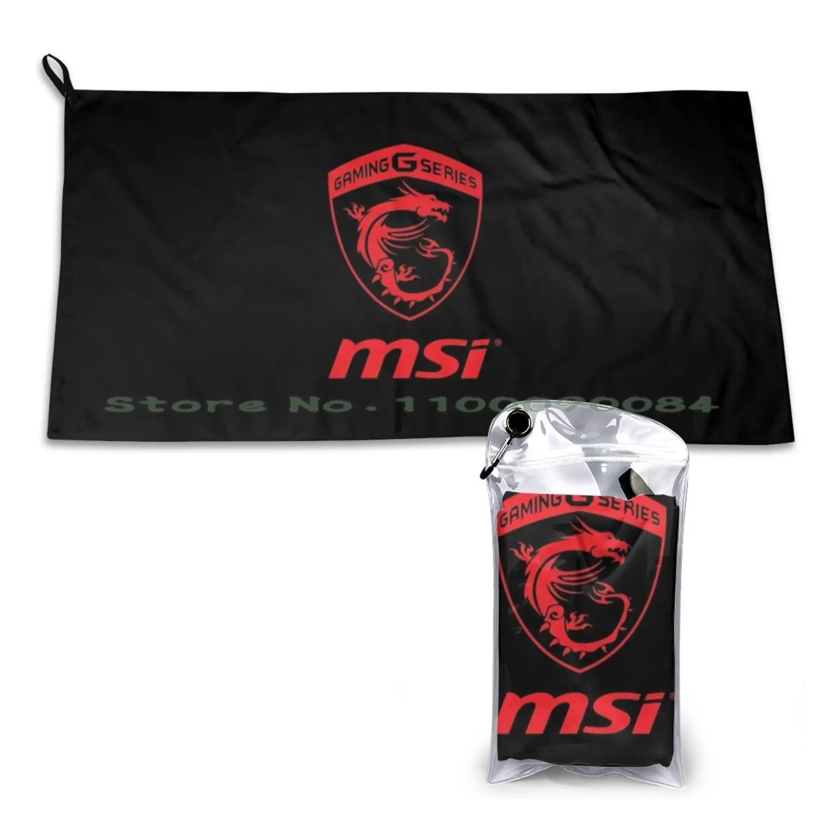 Серия Msi Gaming прозрачное красное быстросохнущее полотенце с логотипом