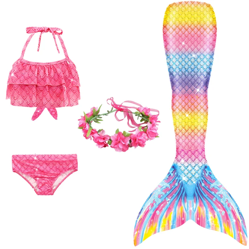 

Summer Swimsuit for Children Kids Mermaid Swimsuit Girls Bikini Mermaid Tail 4Pcs Swimsuit Mermaid Dress