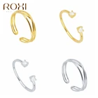 ROXI минимализм кристаллами золотые кольца для женщин Свадебные линии пальцев кольца 925 стерлингового серебра ювелирные изделия кольцо Anillos обручальное кольцо