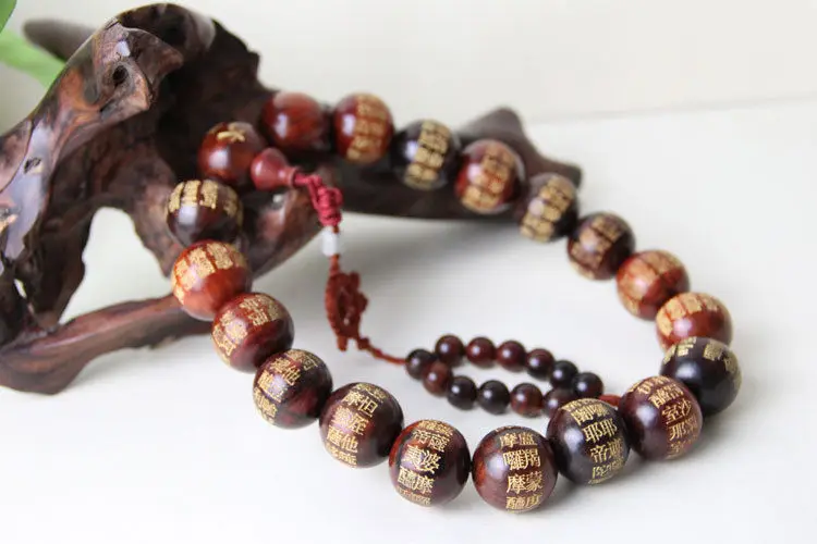Красное сандаловое дерево тибетское буддистское Писание 18 + 1 четки Мала