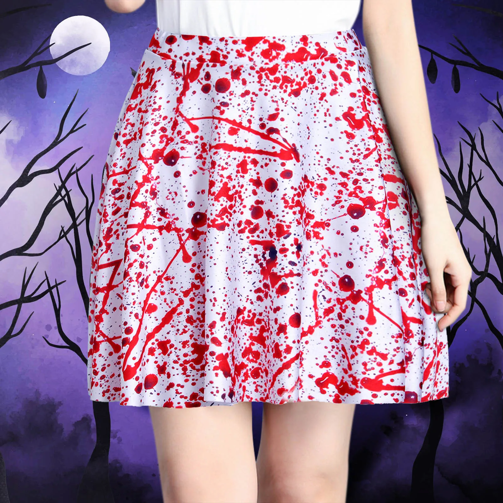 Женская плиссированная юбка с принтом на Хэллоуин фигуристки короткая мини-юбка