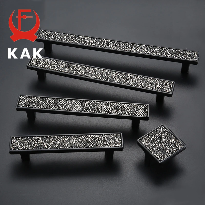 Черная кухонная ручка KAK блестящие ручки и для шкафа прочная основа из сплава
