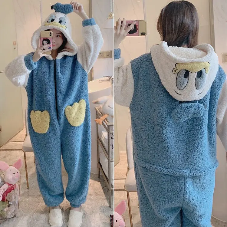 Новинка 2021 теплый Пижамный костюм для взрослых с животными комбинезон косплея из
