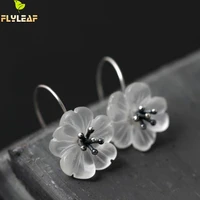 925 sterling silver vintage style crystal flowers drop earrings for women high quality elegant lady sterling silver jewelry