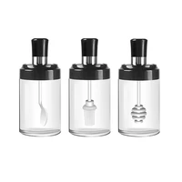 glass spice container clear seasoning bottle condiment jar oil honey dispenser spice case with spoon kitchen accessories