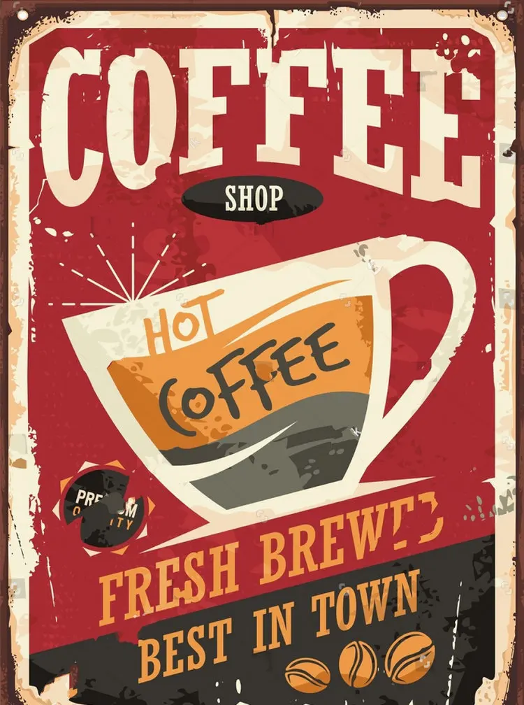 

vintage Coffee Shop Retro Red Bar Cup Beans birthday party baby child photo background photography backdrops quality vinyl