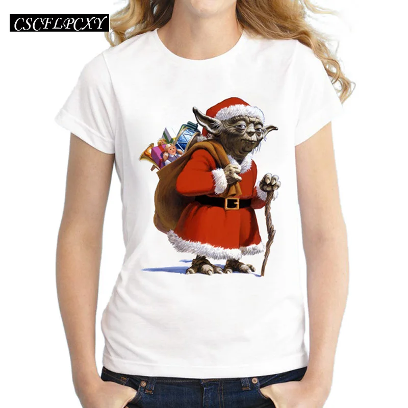 2017 новое поступление женская футболка с принтом Санта йода Повседневная