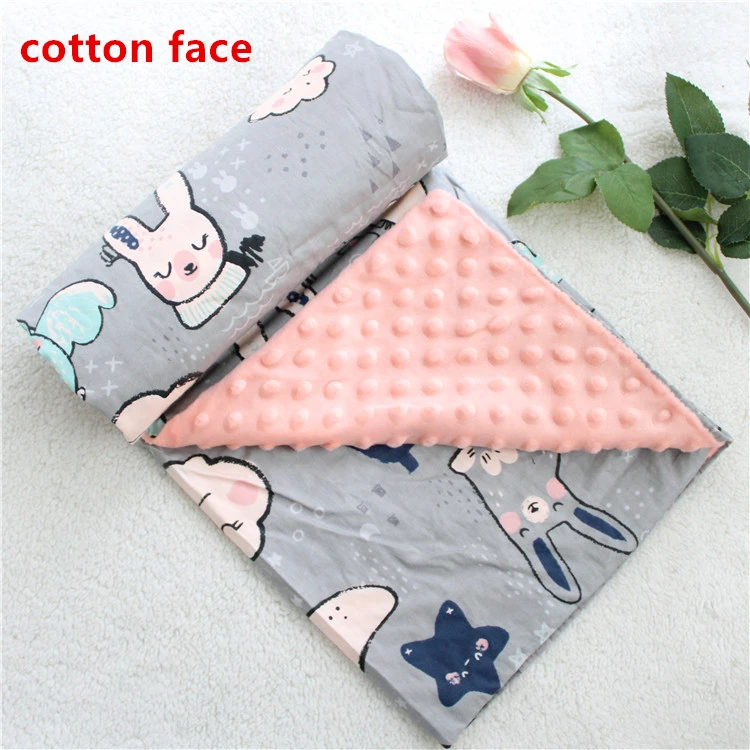 grey (cotton face) 2 слоя 3D точка мультфильм КИТ Минки коралловый флис мягкий термальный малыш детское зимнее детское одеяло, дети на заднем сиденье, детское одеяло - Цвет: grey (cotton face)