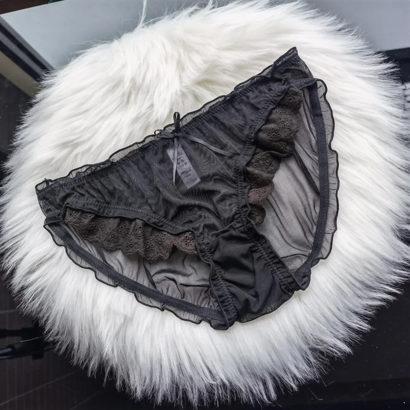 

Solid Lace Bowknot Embroidery Seamless Briefs Panties for Women Hollow Out Transparent Sexy Underwear Briefs Female Lingeries