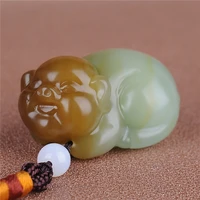 natural sugar color hand carved pig jade pendant fashion boutique jewelry men and women zodiac pig necklace gift