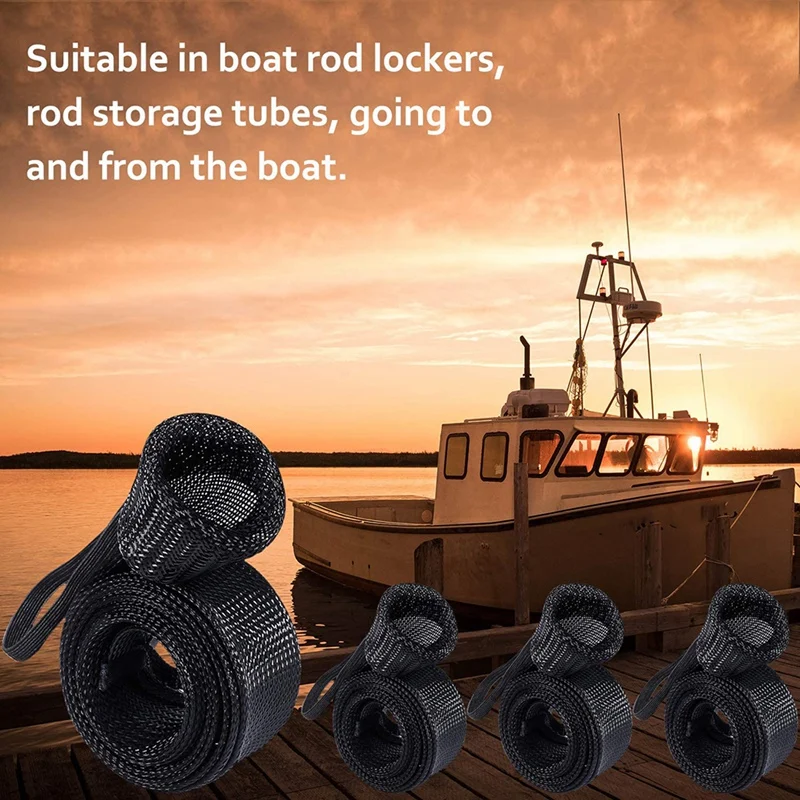 

Fishing Rod Cover, Fishing Rod Mesh Rod Protector Fishing Pole Covers Sleeves with Lanyard Fishing Accessories