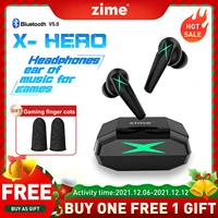 zime xhero bluetooth earphone wireless 5 0 tws earbuds headset low latency headphone stereo sports waterproof noise reduction