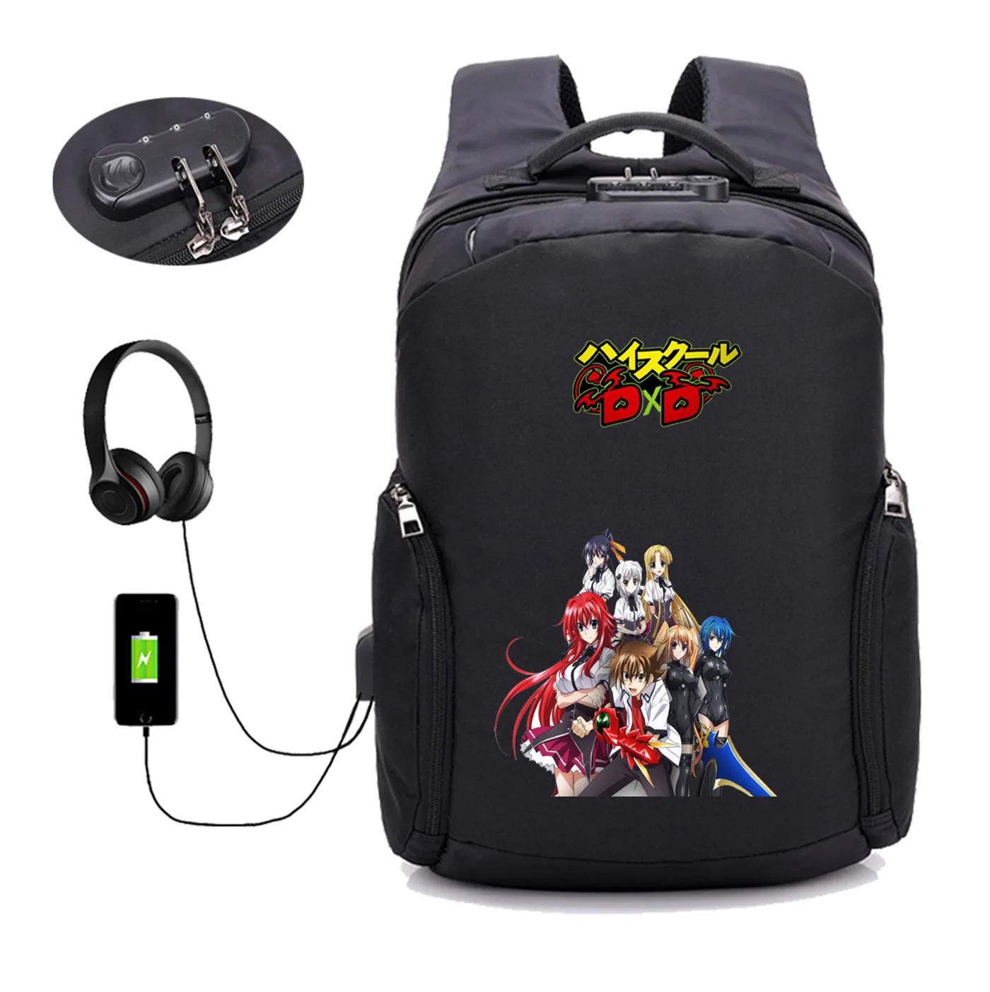 

Backpack Bags Teenager Boys Girls Student School Laptop Bags Travel High School D X D Backpacks Gift USB Charging