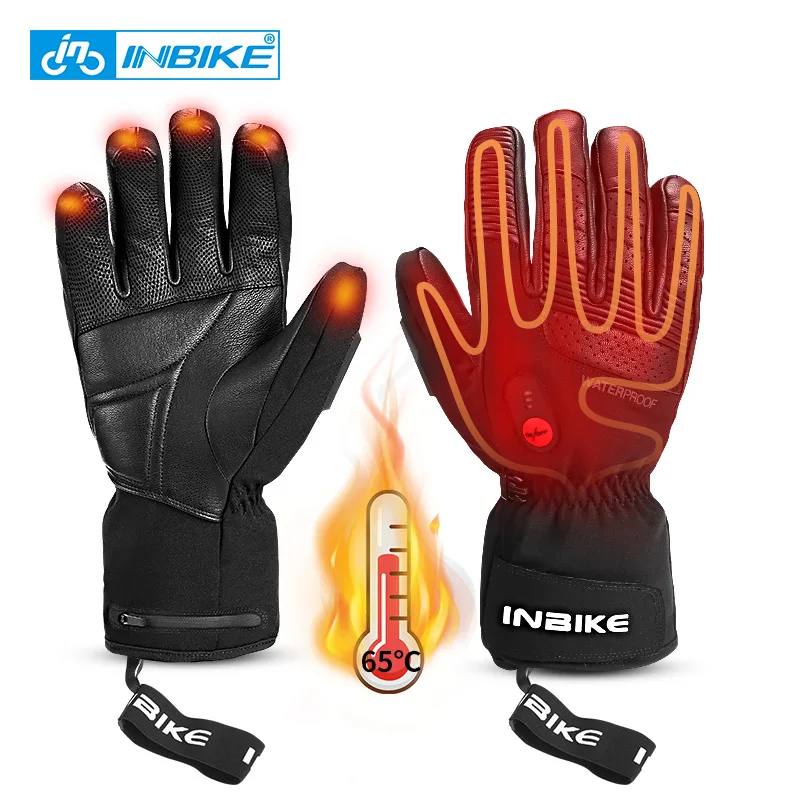 INBIKE USB Rechargeable Heated MTB Bike Gloves For Motorcycle Ski Cycling Winter Waterproof Electric Thermal Warm | Спорт и