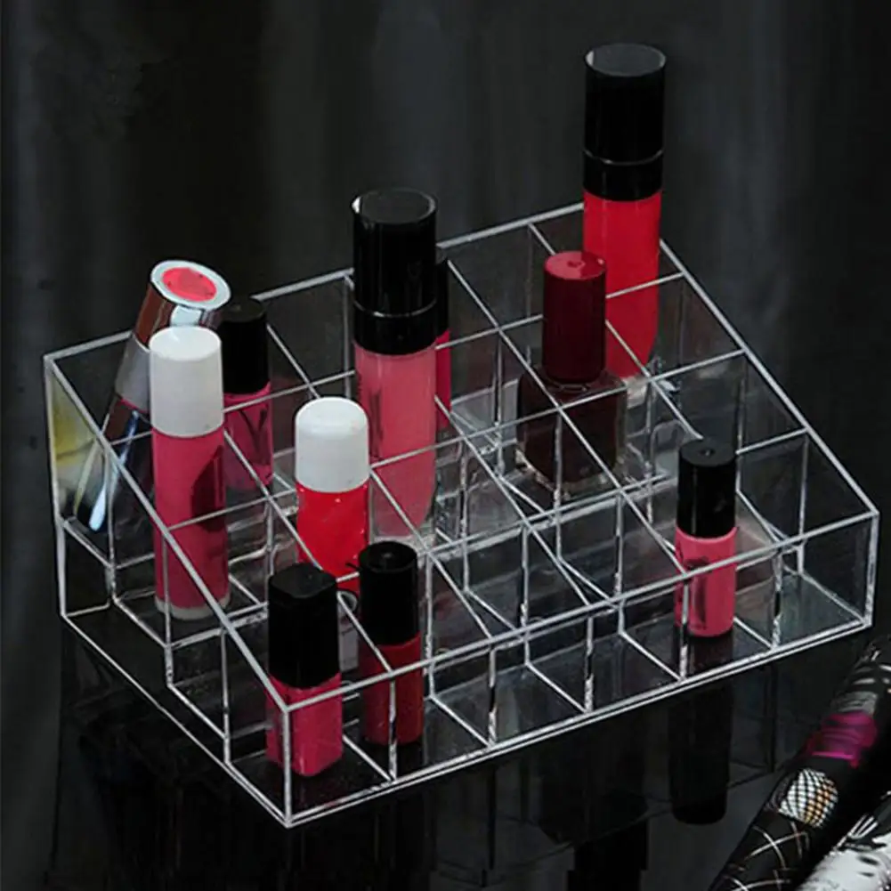 

24 Grid Acrylic Makeup Organizer Storage Box Cosmetic Box Lipstick Jewelry Box Case Holder Display Stand make up organizer hot