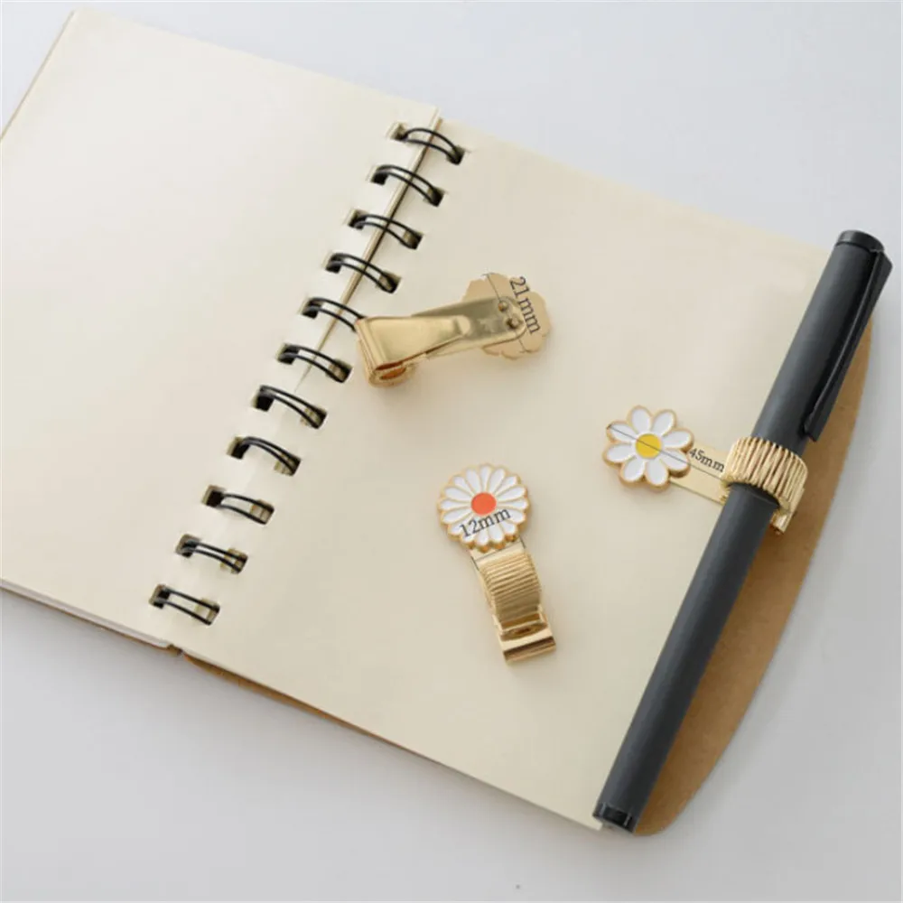 

Cute Flowers Pen Clips Stainless Steel Notebook Pen Holder Hand Account Diary Journal Bookmarks Desk Organizer Office Stationery