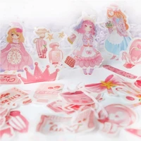 45pcsset cute girl pink sticker pack sakura series japanese hand account material diy decorative stationery stickers pegatina