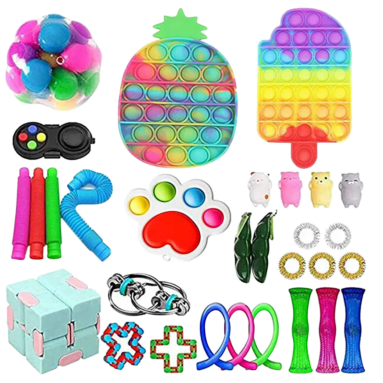 

30PC Cheap Fidget Toys Anti Stress Set Strings Relief Pack Gift for Adults Children Figet Sensory Squishy Relief Antistress 2021