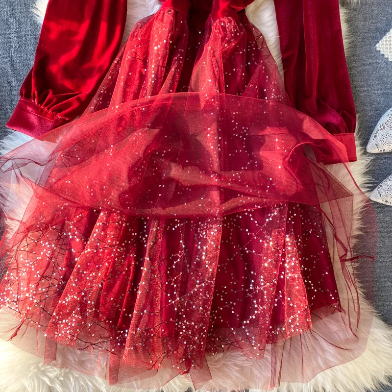 Mooirue Плиссированное Сетчатое градиентное лоскутное женское платье для вечеринки