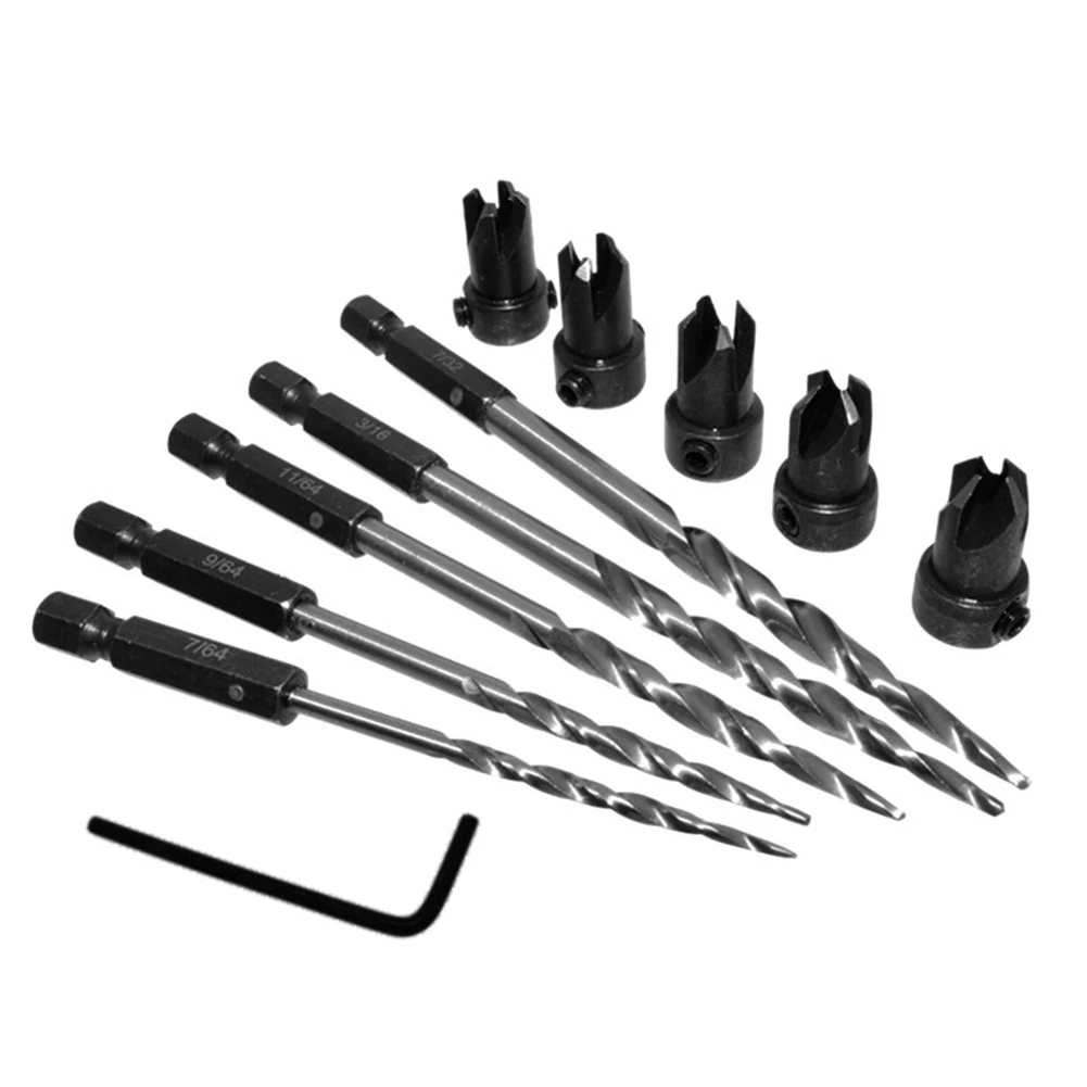 

11pcs High Speed Steel Hex Shank Taper Drill Counter Sink Holes Drilled Carpenter Countersink Bit Reaming Drill