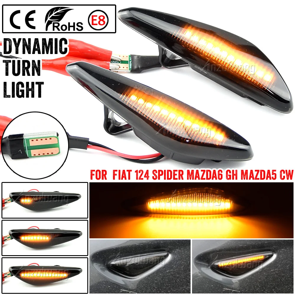 

For Mazda6 GH Mazda5 CW RX-8 MX-5 ND Car LED Dynamic Side Marker Light Turn Signal Lights Blinker For Fiat 124 Spider Abarth