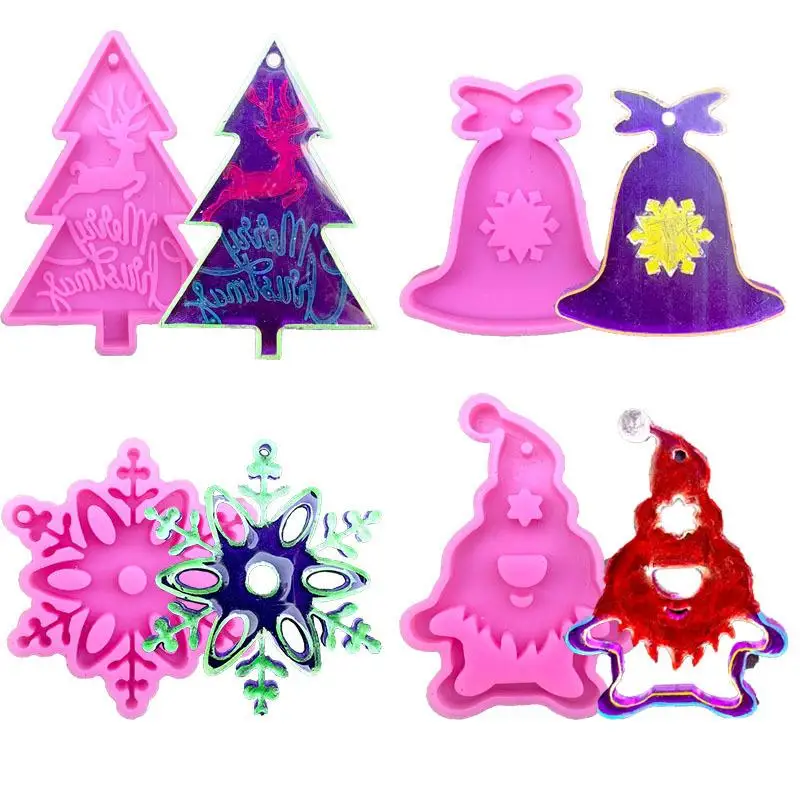 

Christmas Silicone Mold Tree Elk Bell DIY Earring Keychain Pendant Epoxy Resin Casting Crafts Jewelry Making Party Decoration