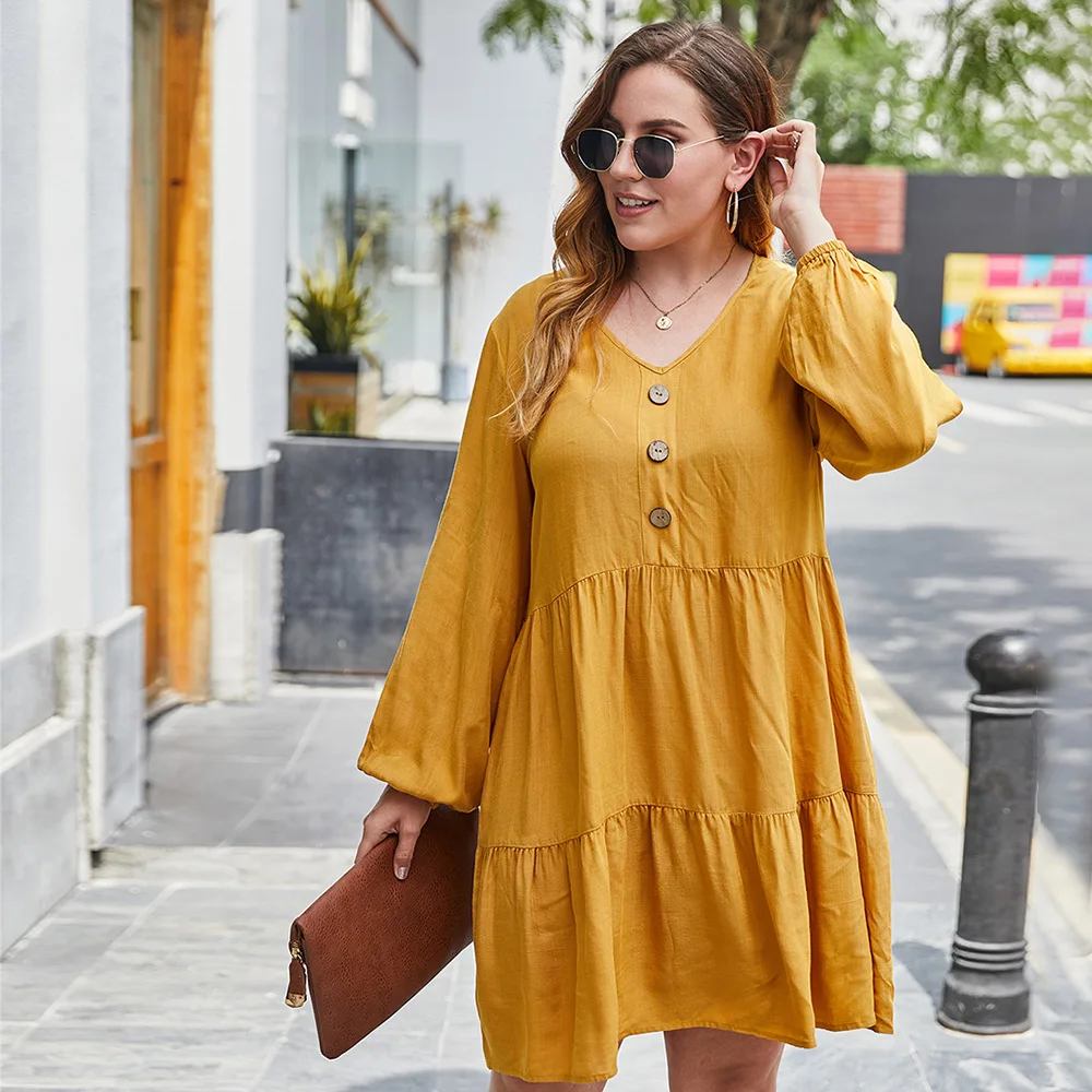 Платье WHZHM на пуговицах для женщин элегантное лоскутное платье с длинным рукавом