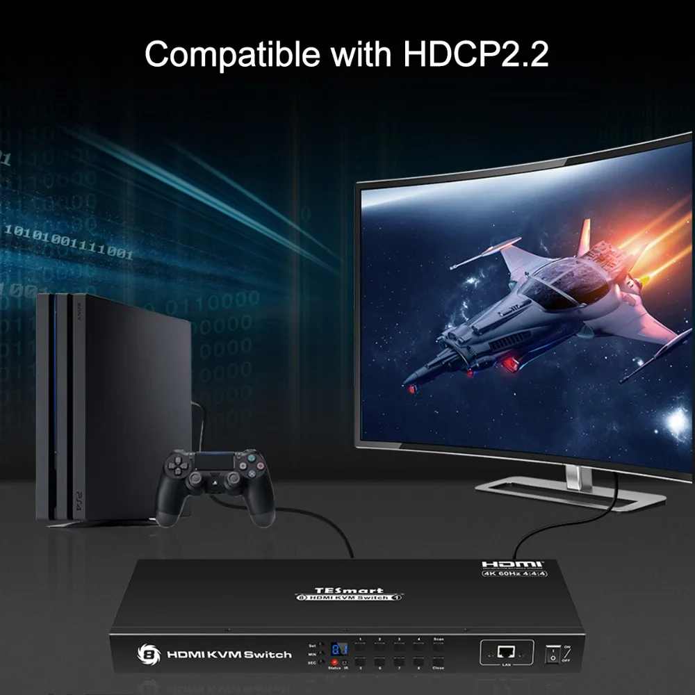 4K HD KVM коммутатор 8 портов HDMI коммутатор до 4K@ 60Hz Ultra HD Поддержка USB2.0 IP управление Автоматическое сканирование Rackmount с 4 шт. KVM КАБЕЛЬ