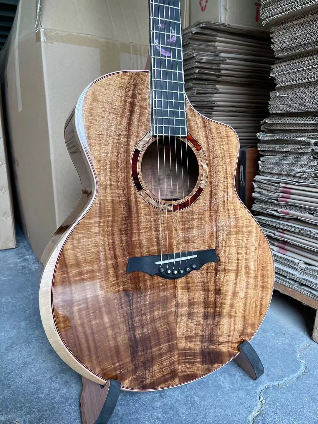 

LeChant 41 Inches Cutaway Jumbo Full Solid Koa Wood Acoustic Guitar