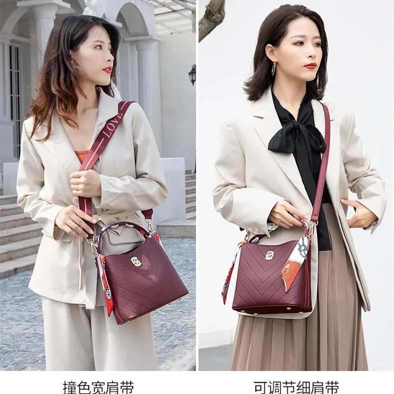 Женская сумка 2021 модные шарфы ведро с сумкой на одно плечо кожаная маленькая |