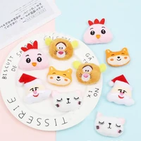 10pcslot cartoon plush fabric patches animal cat fox tiger head padded appliques diy headwear clothing accessories diy patch