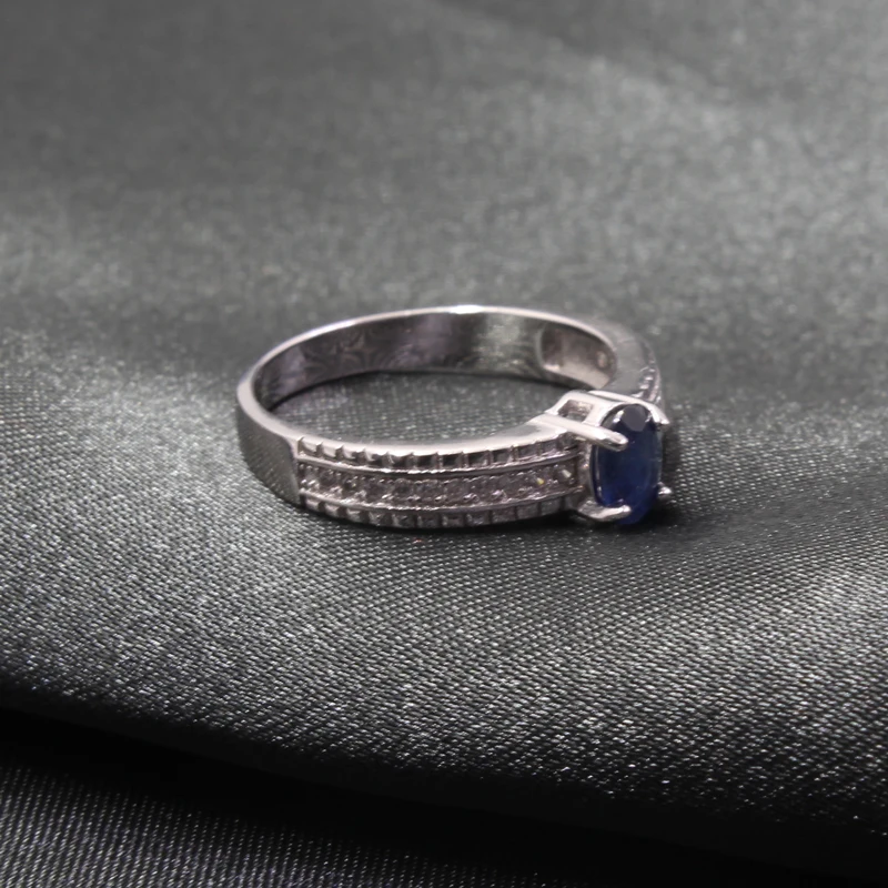 Классическое серебро сапфировое обручальное кольцо пробы для женщин 0 5 Ct 4 Х6 мм