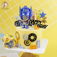 q robot optimus transformers diy happy birthday cake topper cake topper supplies for boys kids birthday party cake decoration