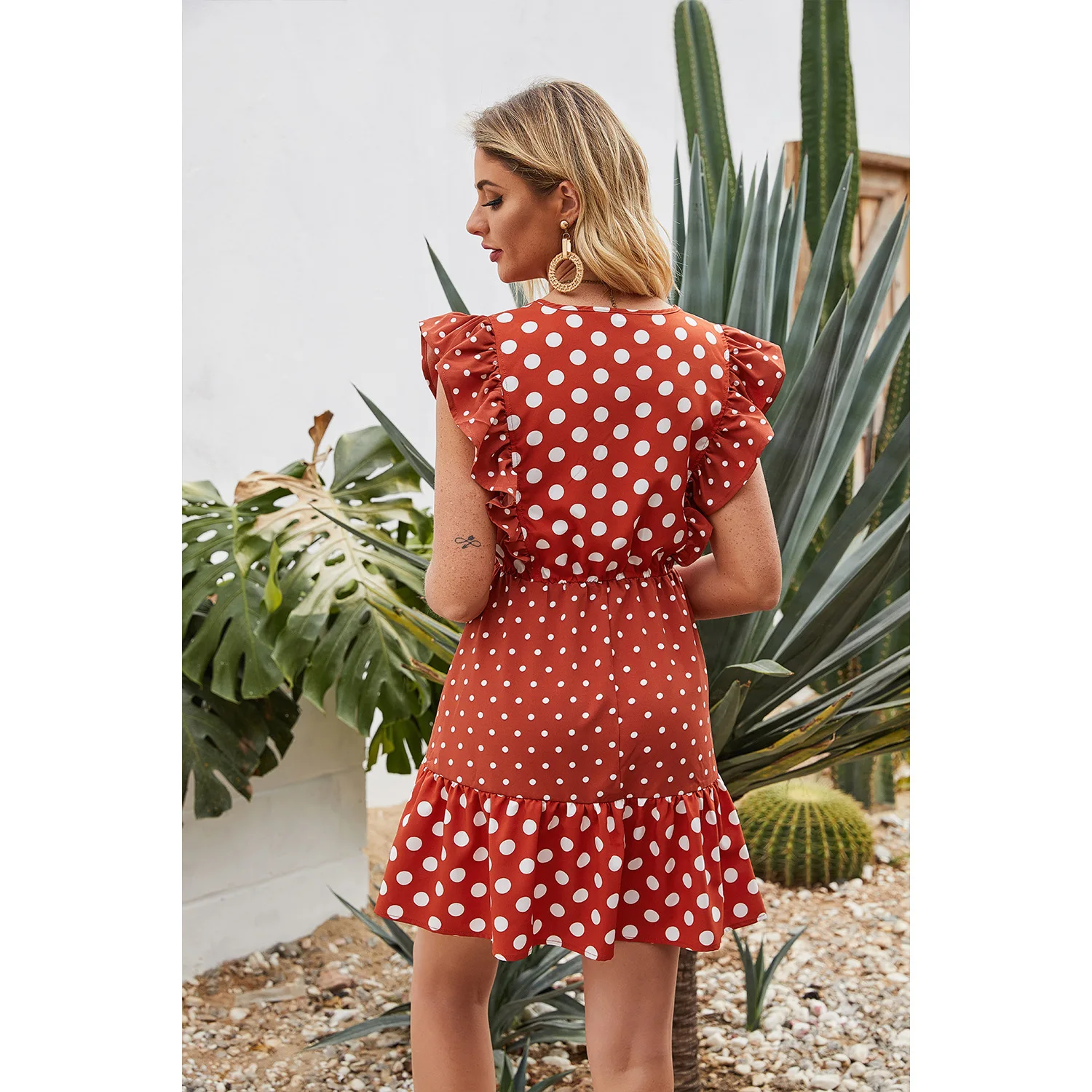 

New Dress Plus Size Beach Dresses Fashion Dots Chiffon Dress V-Neck Daily Sleeveless Party Night Vestidos Summer High Street