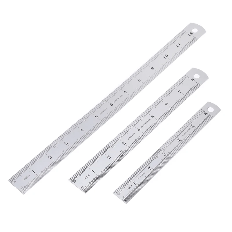 3Pcs Precision Steel Straight Ruler Double Side Metric Imperial Standard Student Measure Drafting Scale Tool 15/20/30cm | Инструменты