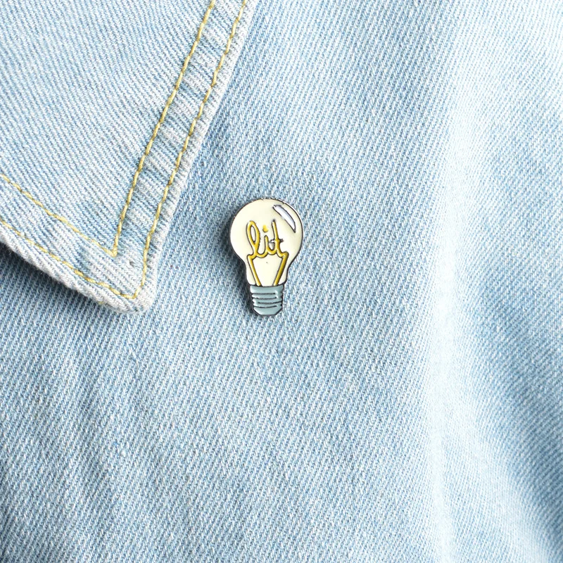 

Yellow Electric Bulb Enamel Pins Creative Cartoon Lighting Tool Brooch Lapel Badge Cute Trendy Jewelry Gift For Kids Friends