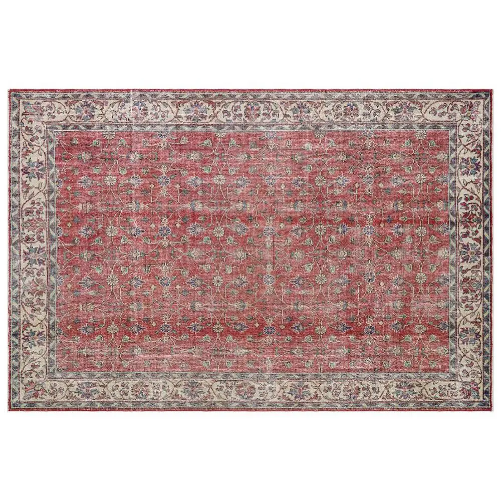 

Natural Handmade Turkish Area Rug, Red Wool Rug 10033