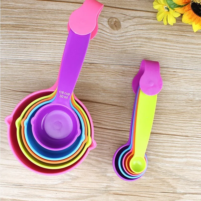 

5PC/10PC Set Plastic Colorful Measuring Spoons Sugar Cake Kitchen Accessories Cooking Baking Tools New S L Size Measuring Spoons